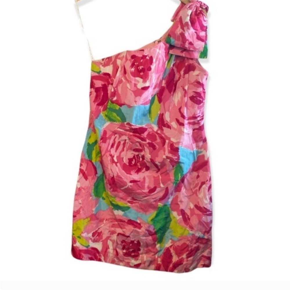 Lilly Pulitzer Pink and Green One-Shoulder Dress - Picture 6 of 6